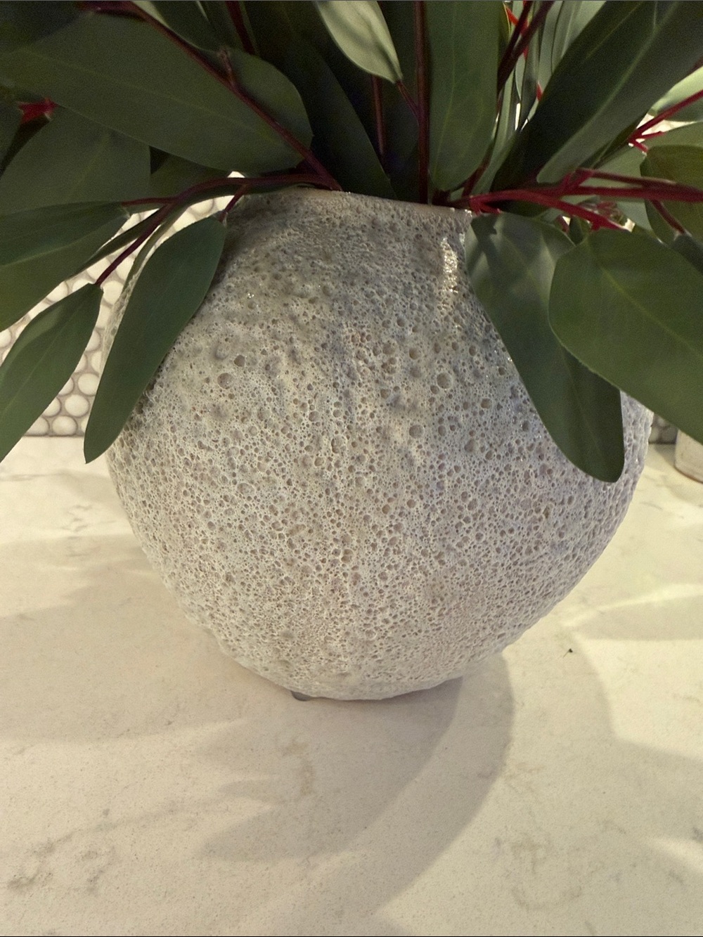 Textured White Decorative Ceramic Vase - Home Art - Picture 5 of 8